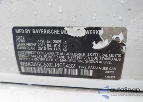 2014 BMW 328I z USA, uszkodzony, nr VIN WBA3A5C5XEJ465432